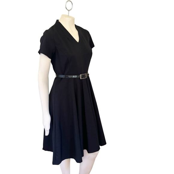 NWT VTG PENDLETON Wool Midi Dress in Black  Short sleeve A-line Belted  SZ 8P - Picture 4 of 11